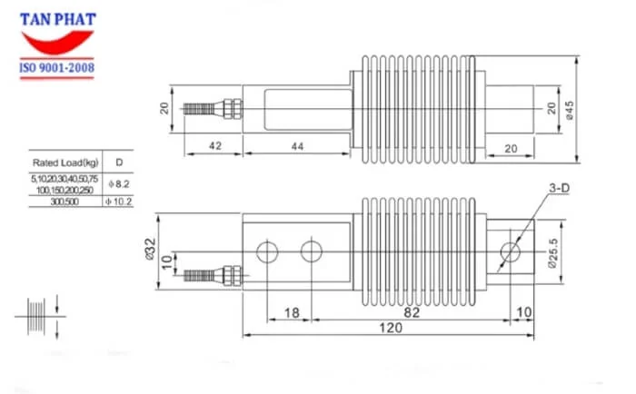 Bản vẽ cấu tạo loadcell HSX 300kg của Keli