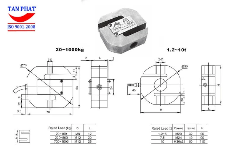 Bản vẽ cấu tạo chi tiết loadcell PST